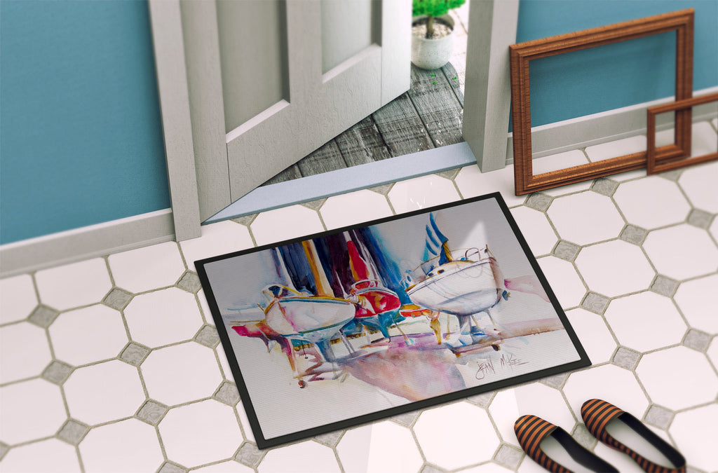 Sailboats in Dry Dock Doormat Indoor Outdoor 24H X 36W Front Door Mat Rugs for Entryway, Non Slip Washable Low Pile,
