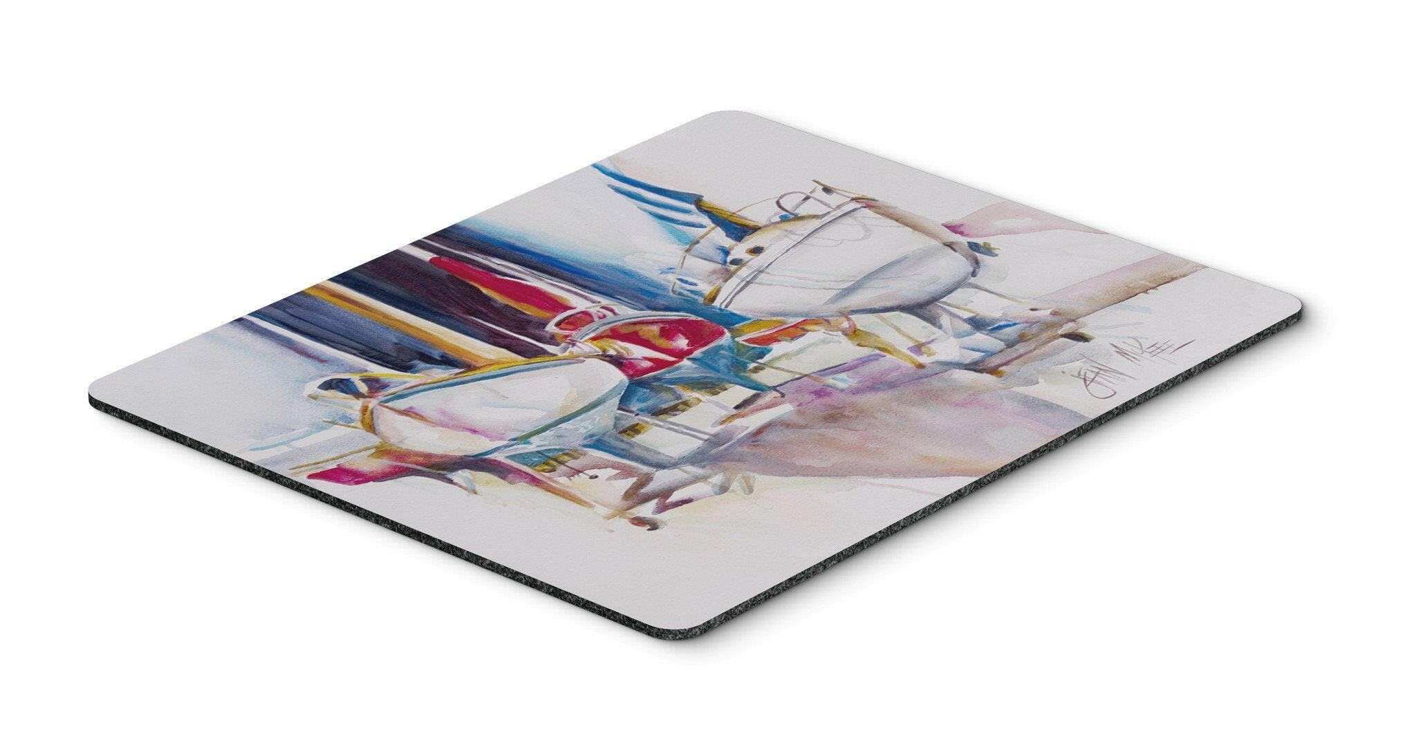 Sailboats in Dry Dock Mouse Pad, Heat Resistant Trivet Hot Pad , Non Slip Rubber Desk Mat, Kitchen Counter Protector, Home Office Decor Gift
