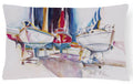 Sailboats in Dry Dock Decorative Throw Pillow 12x16 Indoor Outdoor Accent Cushion, Fabric Cover with Insert for Sofa, Bed, Porch & Living Room