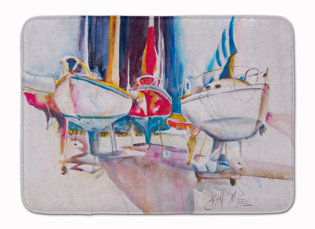 Sailboats in Dry Dock Memory Foam Kitchen Mat Machine Washable Anti-Fatigue Cushion Comfort Bath or Kitchen Rug