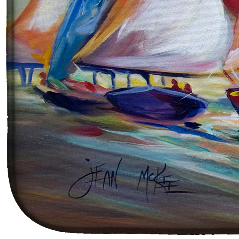 Sailboat Race in Dauphin Island Dish Drying Mat Absorbent Dish Drying Mat Pad for Kitchen Counter Dish Drainer Mat for Countertop, 14 x 21", Multicolor