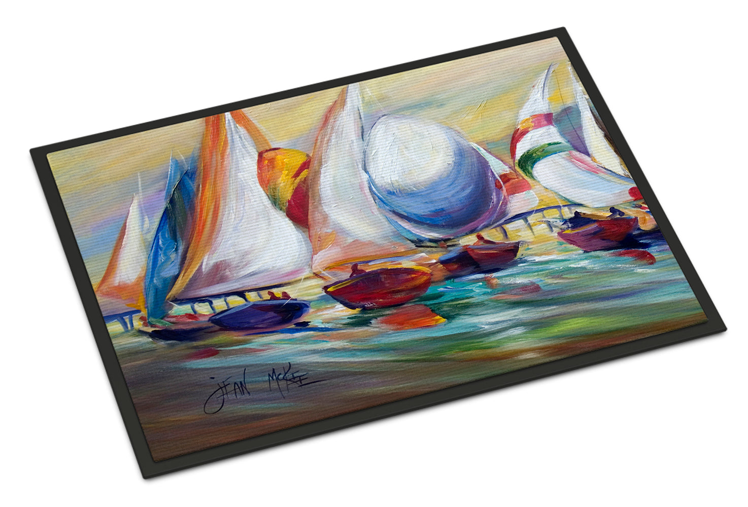 Sailboat Race in Dauphin Island Doormat Indoor Outdoor 24H X 36W Front Door Mat Rugs for Entryway, Non Slip Washable Low Pile,