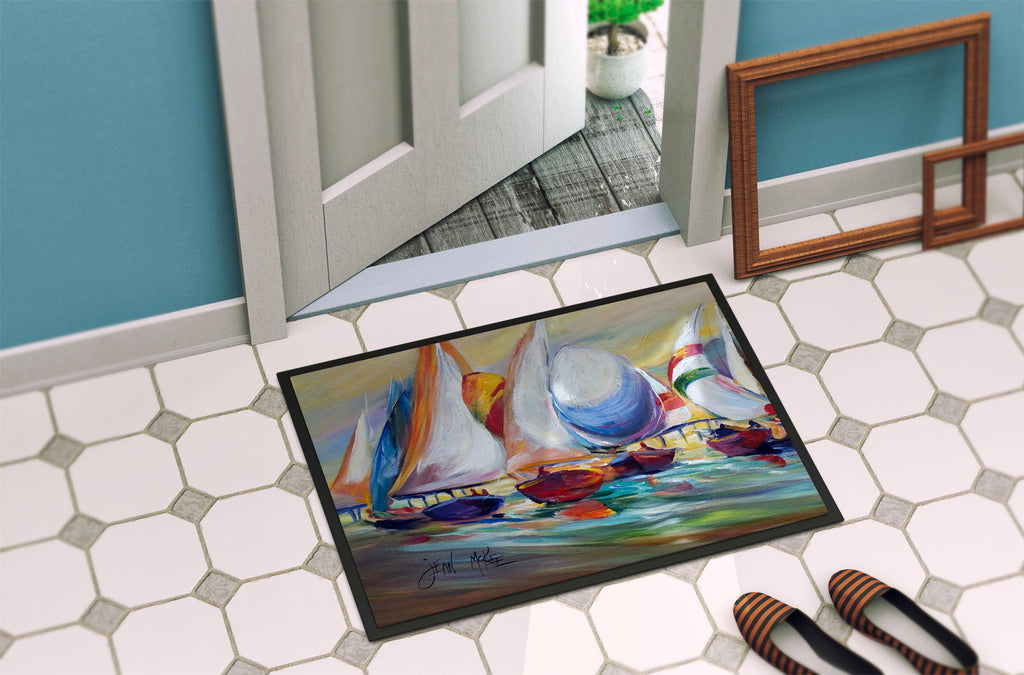 Sailboat Race in Dauphin Island Doormat Indoor Outdoor 24H X 36W Front Door Mat Rugs for Entryway, Non Slip Washable Low Pile,