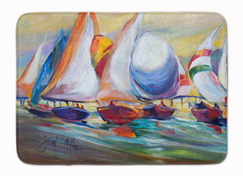Sailboat Race in Dauphin Island Memory Foam Kitchen Mat Machine Washable Anti-Fatigue Cushion Comfort Bath or Kitchen Rug
