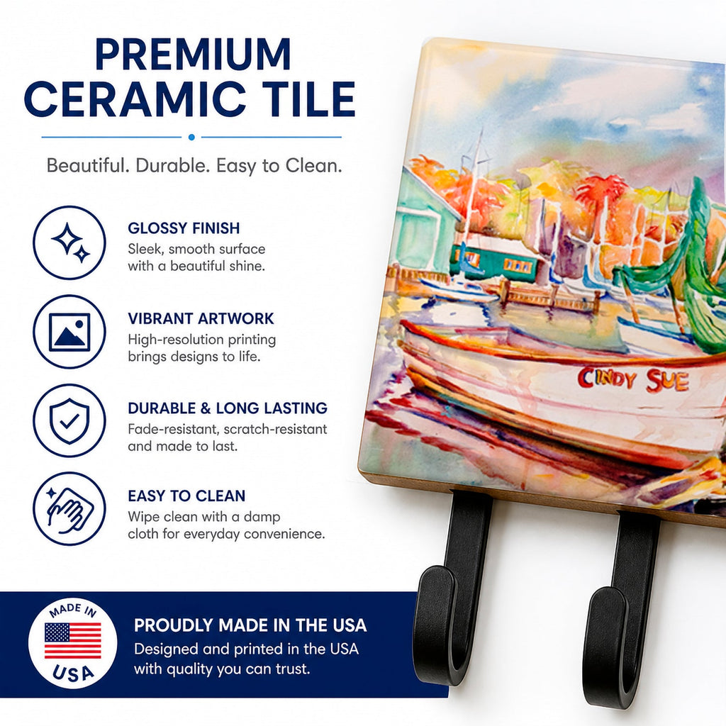 Sailboat Cindy Sue Leash or Key Holder Wall Hooks, Coat Rack Wall Mount, for Hanging Keys, Towels, Aprons, Leashes