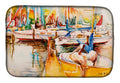 Sailboat  with Pelican Golden Days Dish Drying Mat Absorbent Dish Drying Mat Pad for Kitchen Counter Dish Drainer Mat for Countertop, 14 x 21", Multicolor