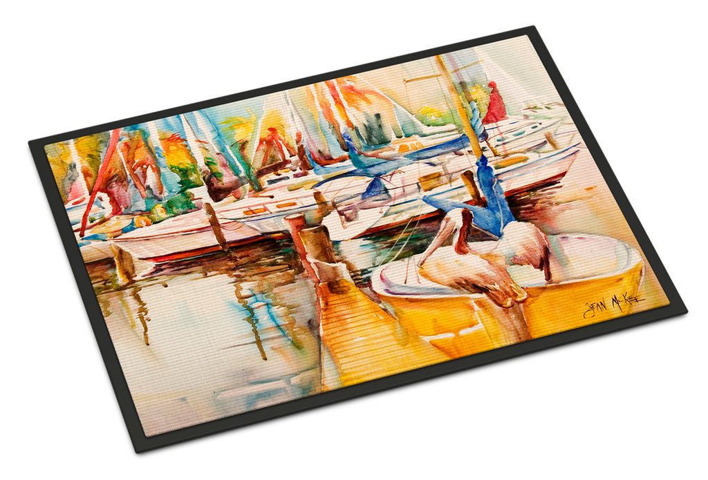 Sailboat  with Pelican Golden Days Doormat Indoor Outdoor 24H X 36W Front Door Mat Rugs for Entryway, Non Slip Washable Low Pile,