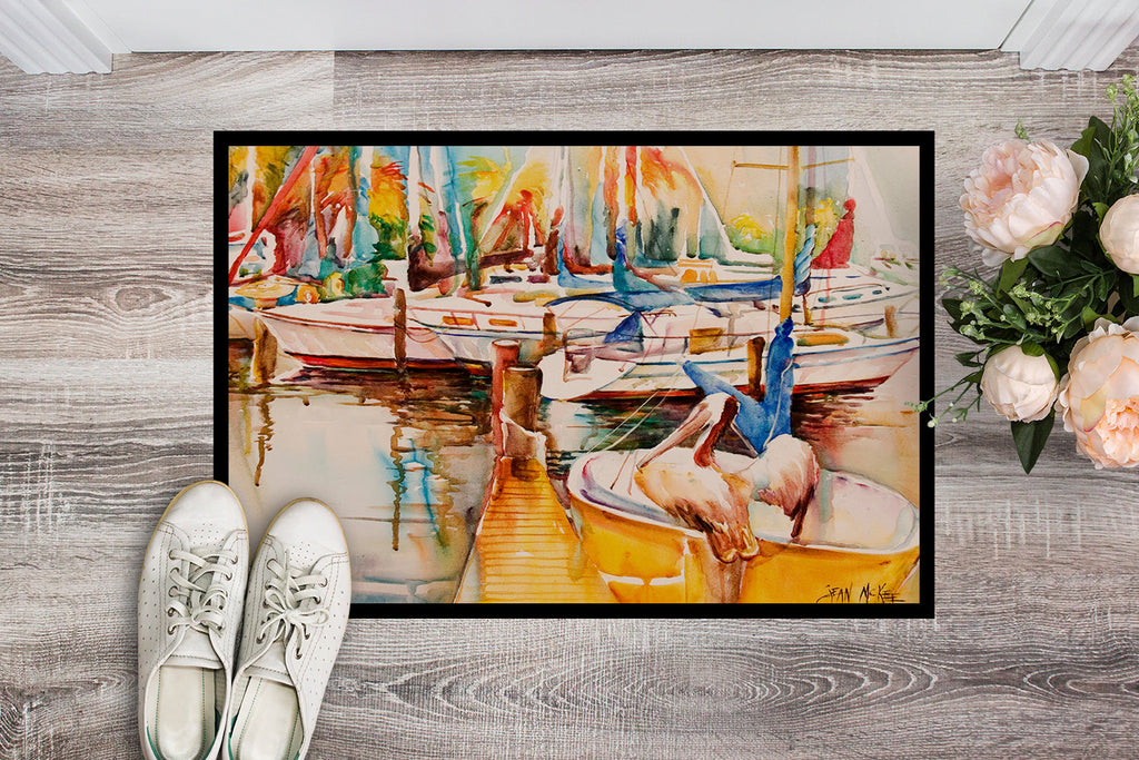 Sailboat  with Pelican Golden Days Doormat Indoor Outdoor 24H X 36W Front Door Mat Rugs for Entryway, Non Slip Washable Low Pile,