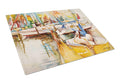 Sailboat  with Pelican Golden Days Cutting Board Tempered Glass Kitchen Cutting Surface, Heat Resistant Chopping, Non-Slip Feet, Food Prep & Serving