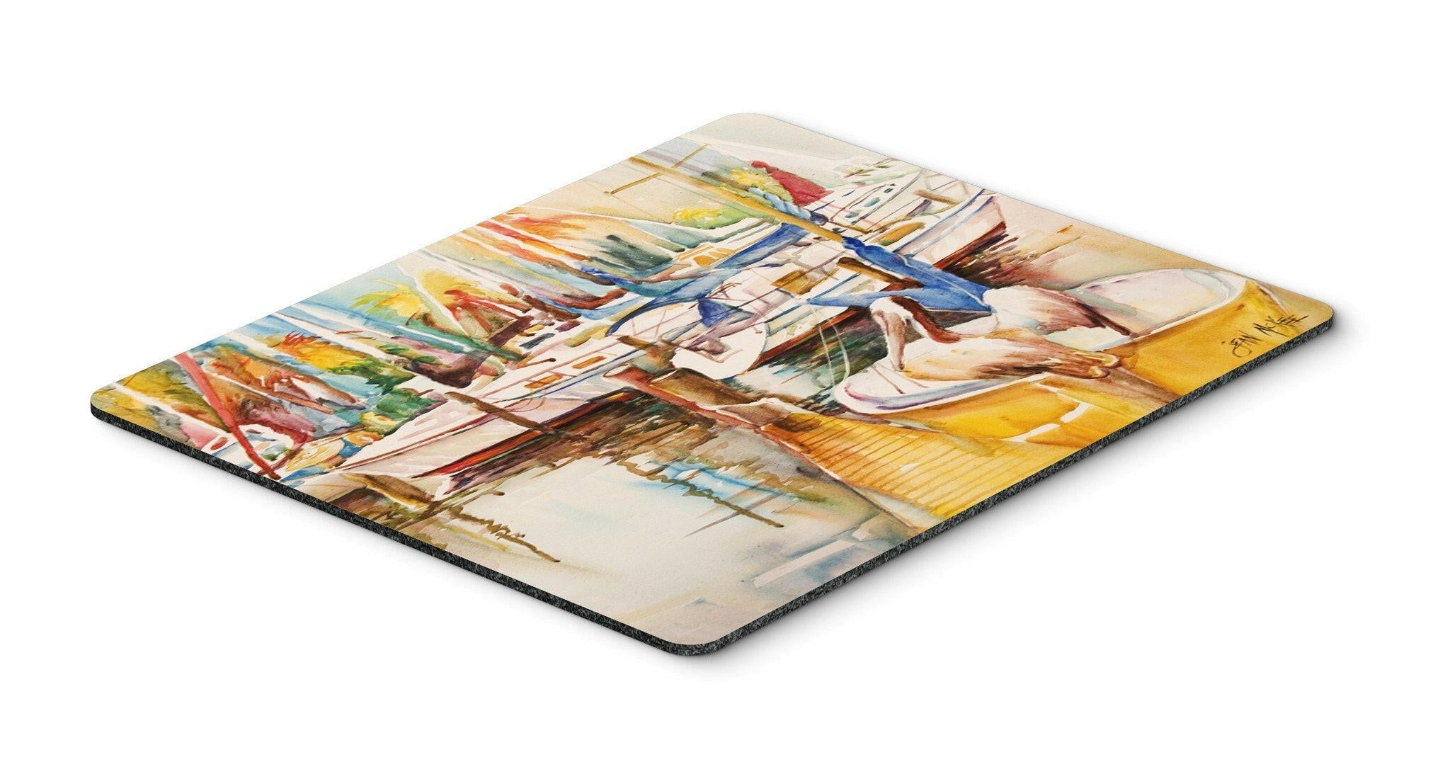 Sailboat  with Pelican Golden Days Mouse Pad, Heat Resistant Trivet Hot Pad , Non Slip Rubber Desk Mat, Kitchen Counter Protector, Home Office Decor Gift