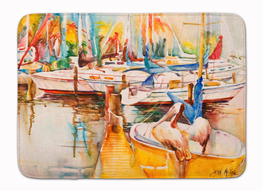 Sailboat  with Pelican Golden Days Memory Foam Kitchen Mat Machine Washable Anti-Fatigue Cushion Comfort Bath or Kitchen Rug