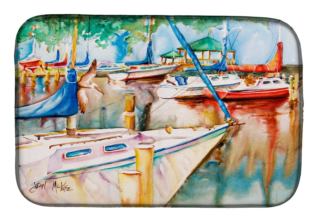 Sailboats at the Gazebo Dish Drying Mat Absorbent Dish Drying Mat Pad for Kitchen Counter Dish Drainer Mat for Countertop, 14 x 21", Multicolor