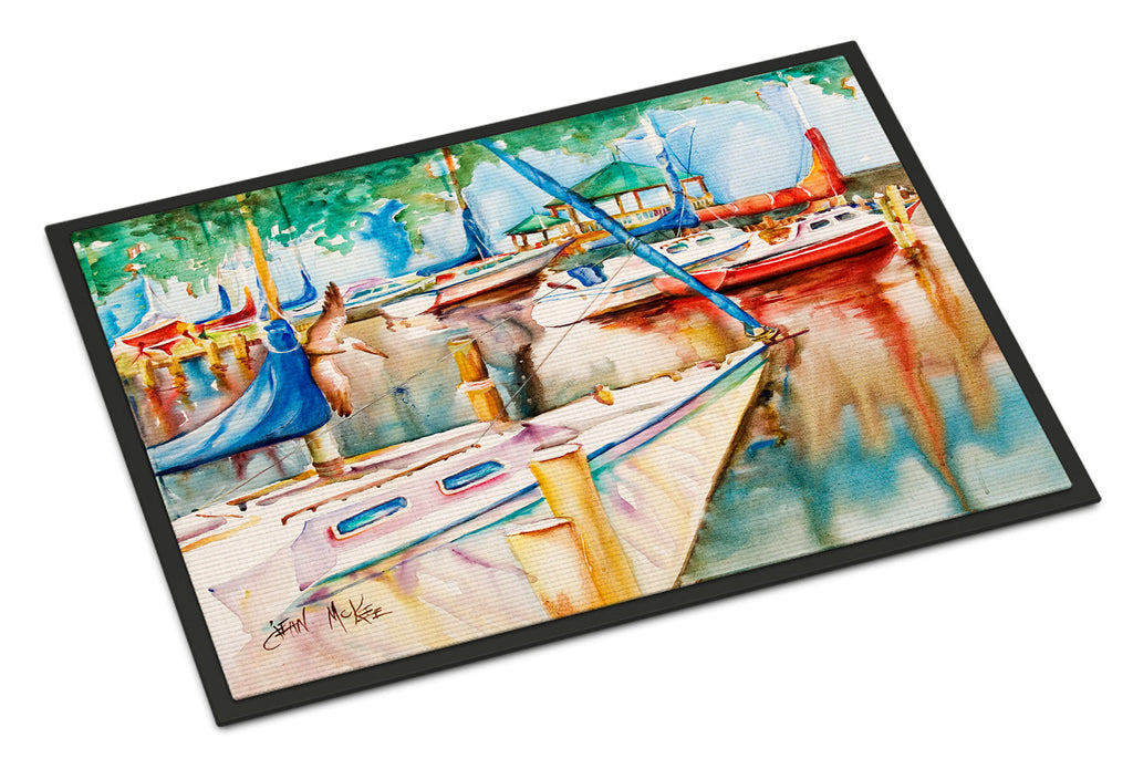 Sailboats at the Gazebo Doormat Indoor Outdoor 24H X 36W Front Door Mat Rugs for Entryway, Non Slip Washable Low Pile,