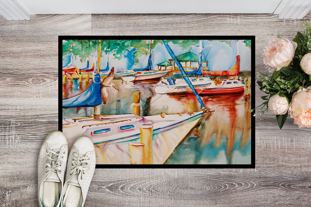Sailboats at the Gazebo Doormat Indoor Outdoor 24H X 36W Front Door Mat Rugs for Entryway, Non Slip Washable Low Pile,