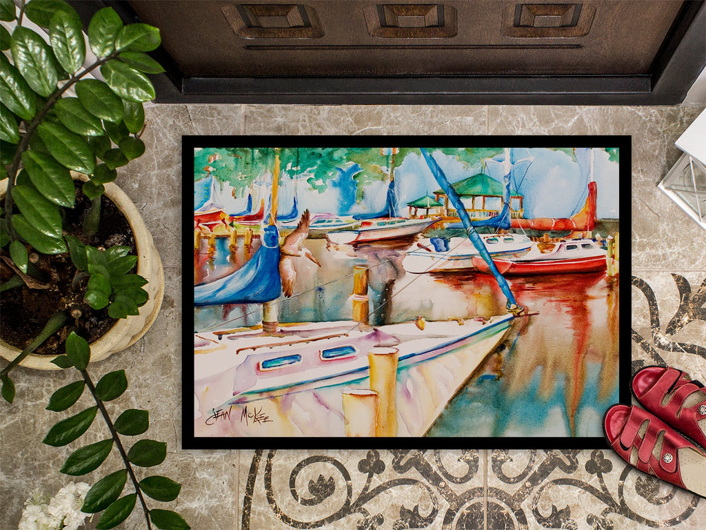 Sailboats at the Gazebo Doormat Indoor Outdoor 24H X 36W Front Door Mat Rugs for Entryway, Non Slip Washable Low Pile,