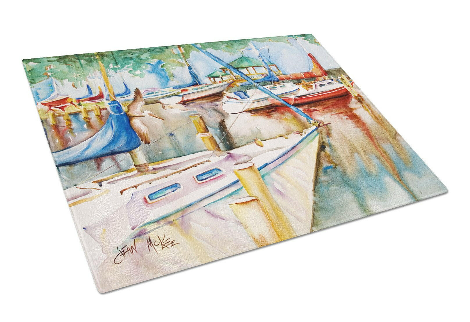 Sailboats at the Gazebo Cutting Board Tempered Glass Kitchen Cutting Surface, Heat Resistant Chopping, Non-Slip Feet, Food Prep & Serving