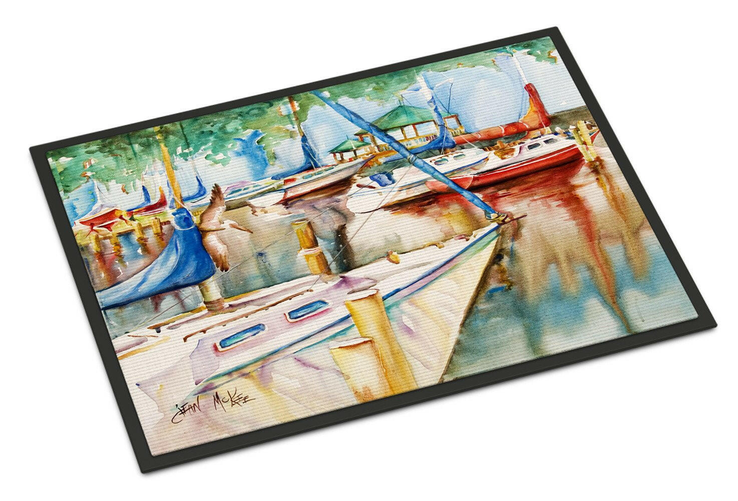Sailboats at the Gazebo Doormat Indoor Outdoor 18H X 27W Front Door Mat Rugs for Entryway, Non Slip Washable