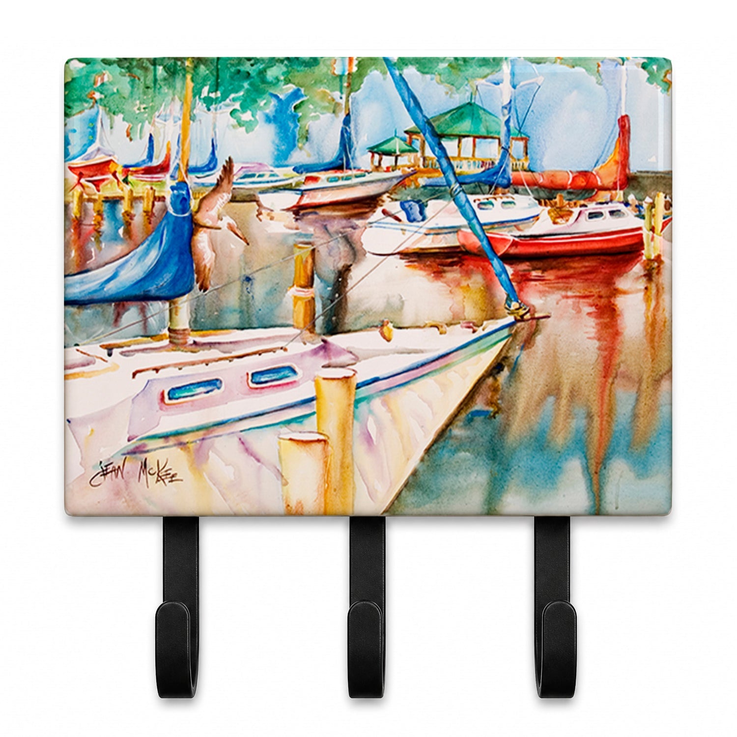 Sailboats at the Gazebo Leash or Key Holder Wall Hooks, Coat Rack Wall Mount, for Hanging Keys, Towels, Aprons, Leashes