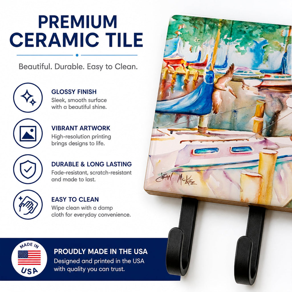Sailboats at the Gazebo Leash or Key Holder Wall Hooks, Coat Rack Wall Mount, for Hanging Keys, Towels, Aprons, Leashes