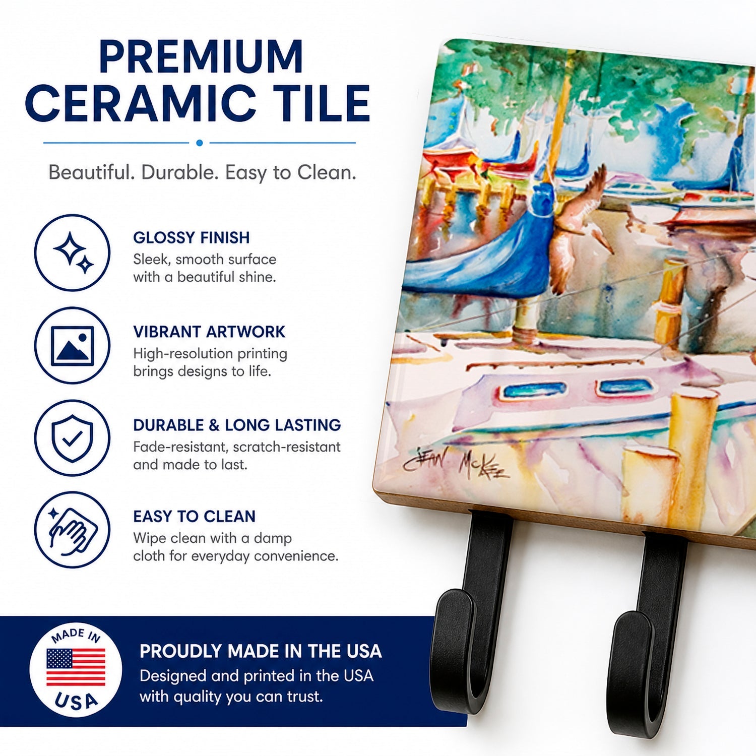 Sailboats at the Gazebo Leash or Key Holder Wall Hooks, Coat Rack Wall Mount, for Hanging Keys, Towels, Aprons, Leashes
