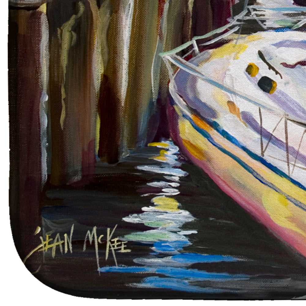 Sailboats at the Fairhope Yacht Club Docks Dish Drying Mat Absorbent Dish Drying Mat Pad for Kitchen Counter Dish Drainer Mat for Countertop, 14 x 21", Multicolor