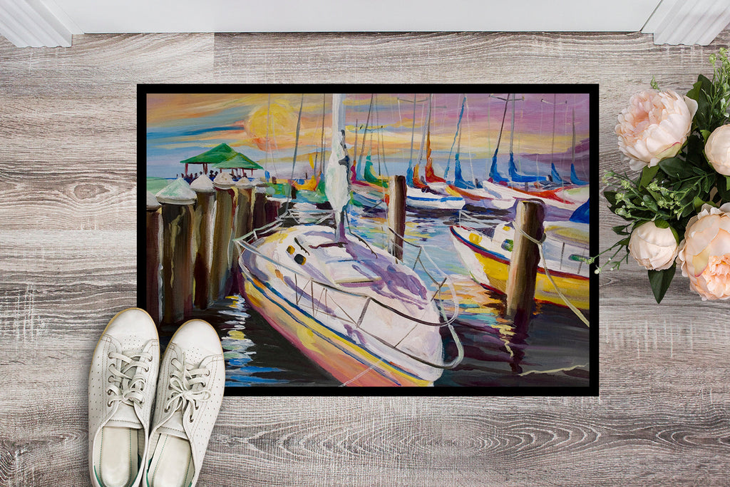 Sailboats at the Fairhope Yacht Club Docks Doormat Indoor Outdoor 24H X 36W Front Door Mat Rugs for Entryway, Non Slip Washable Low Pile,