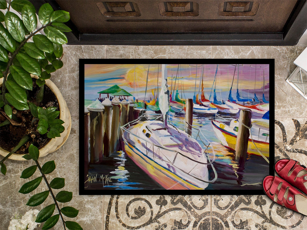 Sailboats at the Fairhope Yacht Club Docks Doormat Indoor Outdoor 24H X 36W Front Door Mat Rugs for Entryway, Non Slip Washable Low Pile,