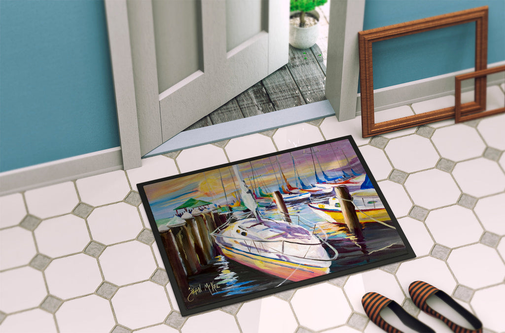 Sailboats at the Fairhope Yacht Club Docks Doormat Indoor Outdoor 24H X 36W Front Door Mat Rugs for Entryway, Non Slip Washable Low Pile,