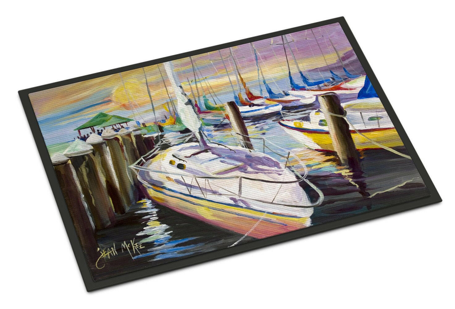 Sailboats at the Fairhope Yacht Club Docks Doormat Indoor Outdoor 18H X 27W Front Door Mat Rugs for Entryway, Non Slip Washable