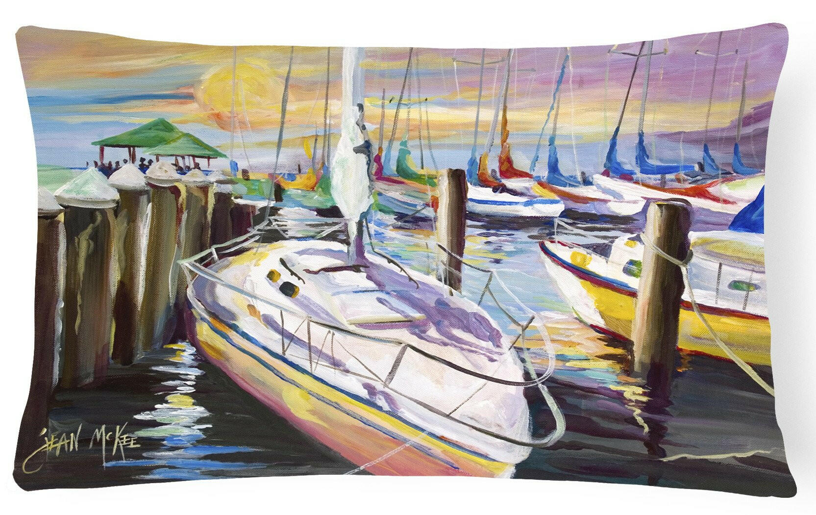 Sailboats at the Fairhope Yacht Club Docks Decorative Throw Pillow 12x16 Indoor Outdoor Accent Cushion, Fabric Cover with Insert for Sofa, Bed, Porch & Living Room