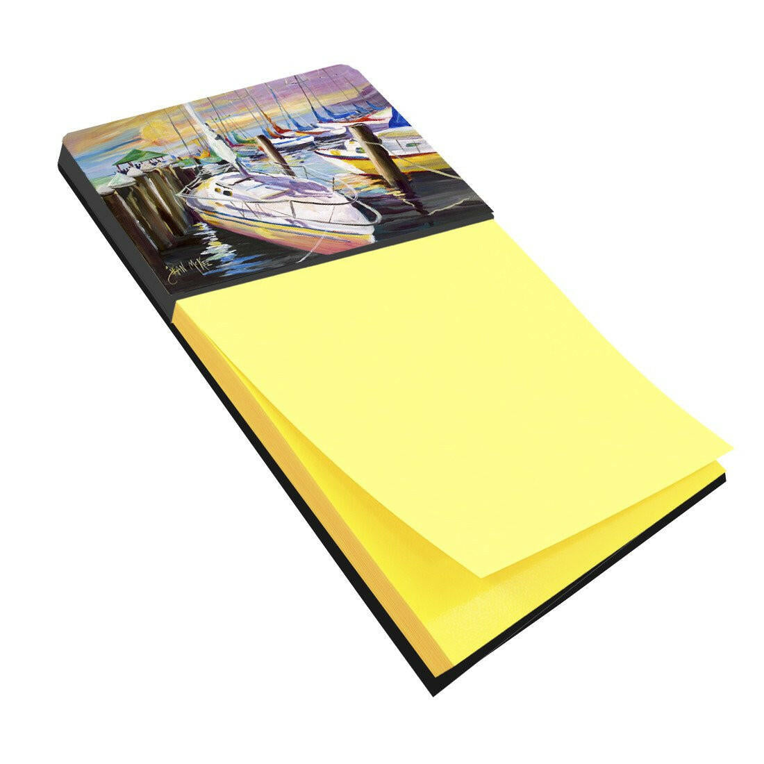 Sailboats at the Fairhope Yacht Club Docks Watercolor Sticky Note Holder Refillable Dispenser Desk Accessory 3x3 Pad Gift