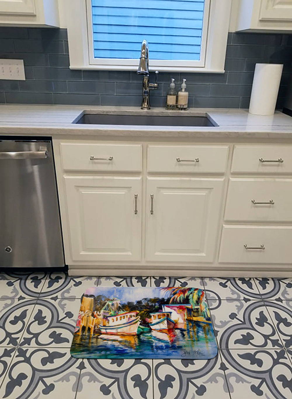 Fly Creek Fish Market Memory Foam Kitchen Mat Machine Washable Anti-Fatigue Cushion Comfort Bath or Kitchen Rug