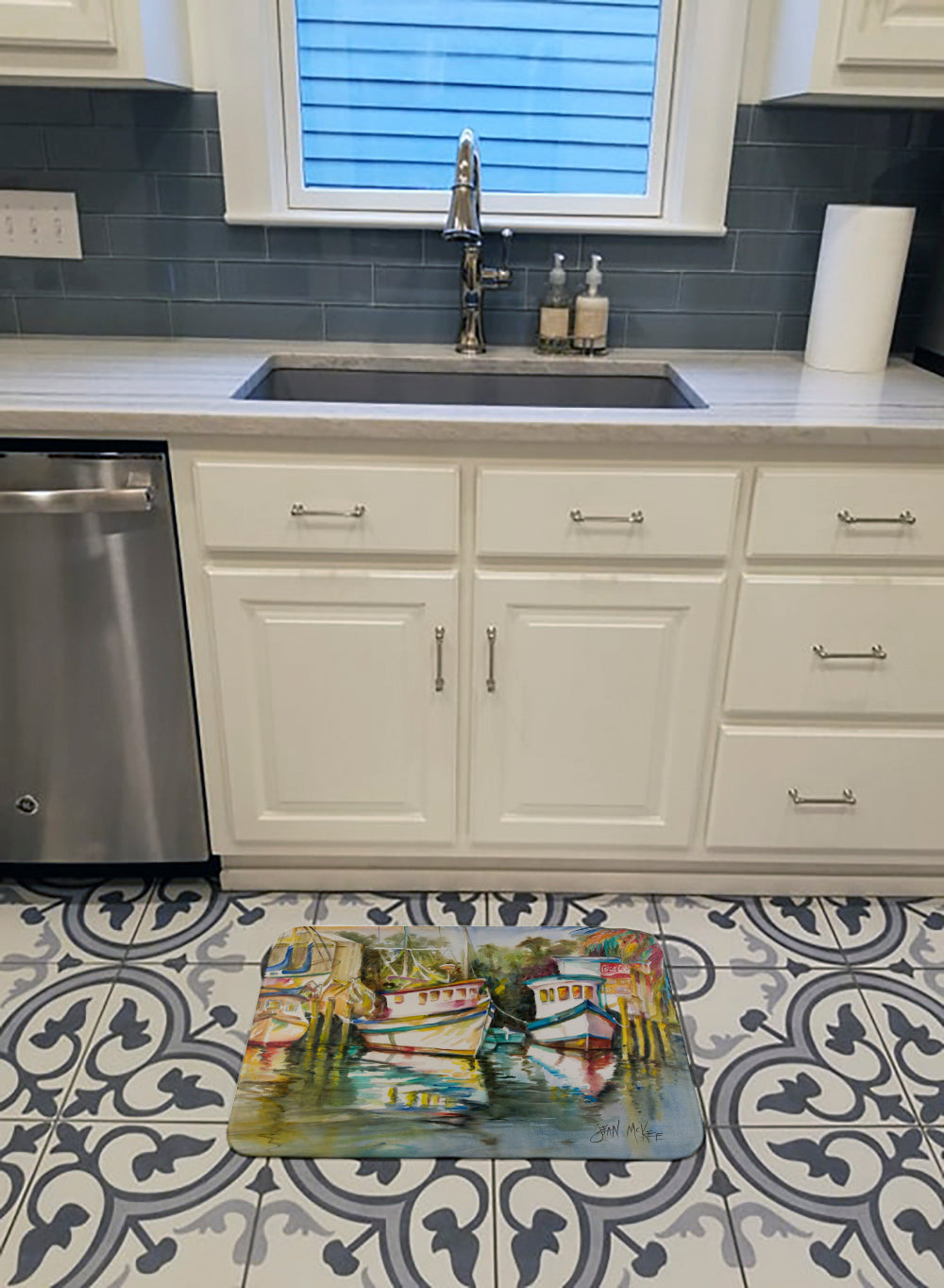 Fish Market Memory Foam Kitchen Mat Machine Washable Anti-Fatigue Cushion Comfort Bath or Kitchen Rug