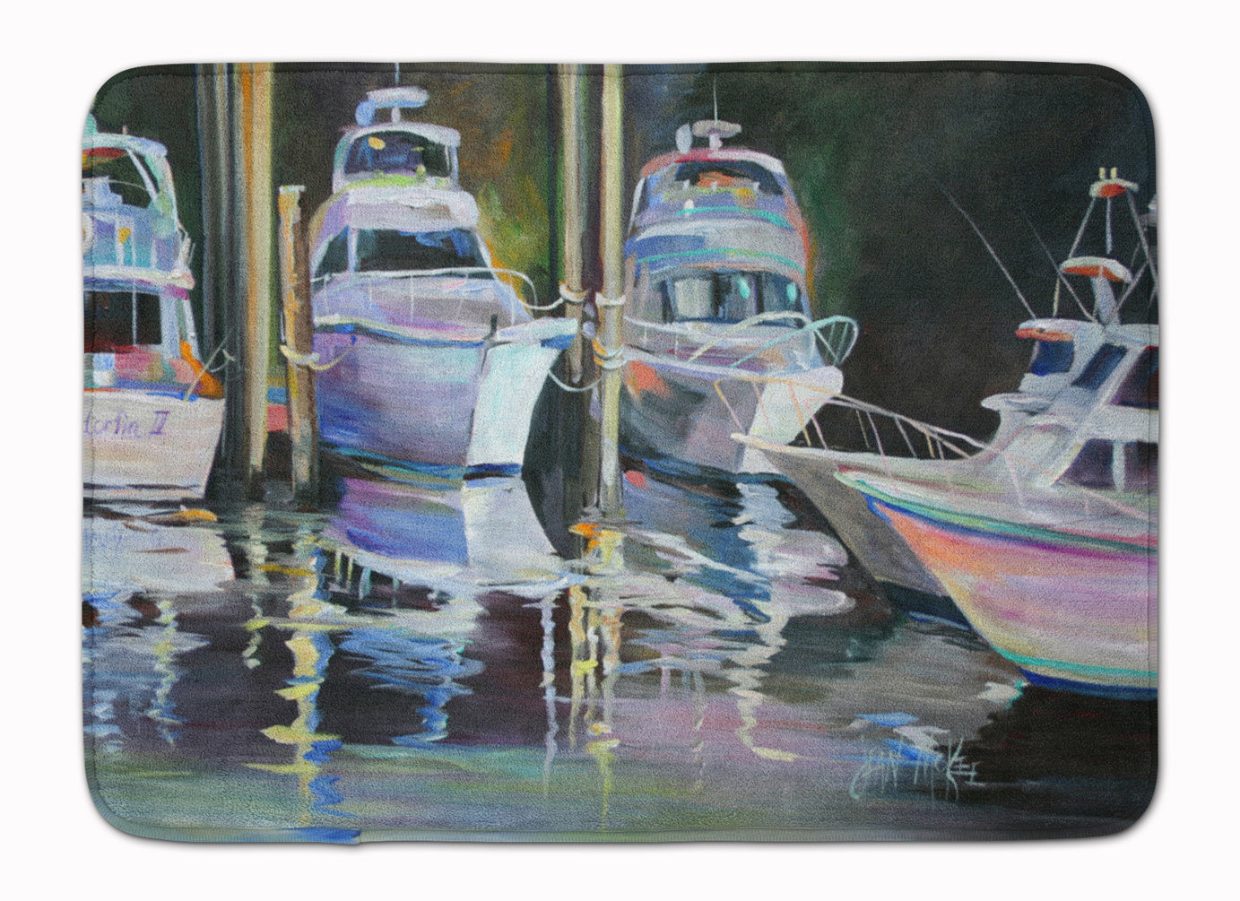 Deep Sea Fishing Boats Memory Foam Kitchen Mat Machine Washable Anti-Fatigue Cushion Comfort Bath or Kitchen Rug
