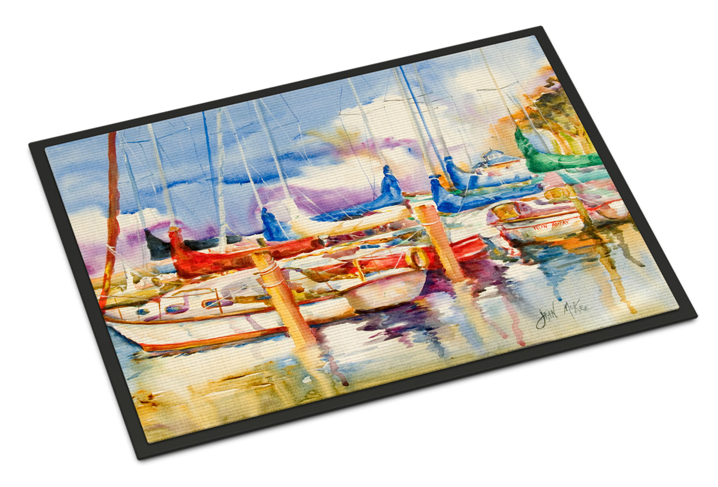 End Stall Sailboats Doormat Indoor Outdoor 24H X 36W Front Door Mat Rugs for Entryway, Non Slip Washable Low Pile,