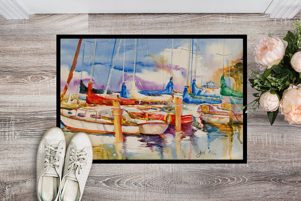 End Stall Sailboats Doormat Indoor Outdoor 24H X 36W Front Door Mat Rugs for Entryway, Non Slip Washable Low Pile,