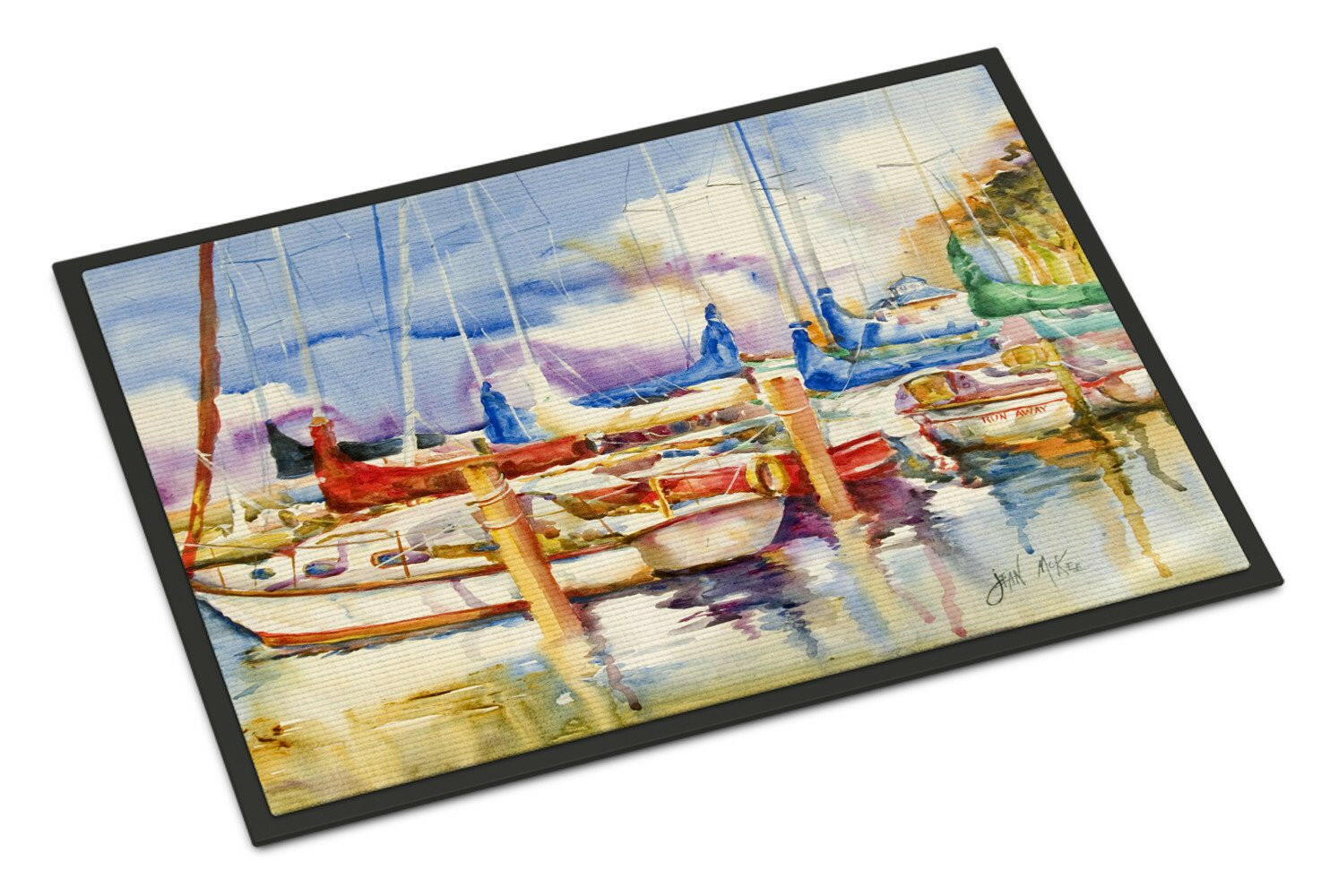 End Stall Sailboats Doormat Indoor Outdoor 18H X 27W Front Door Mat Rugs for Entryway, Non Slip Washable
