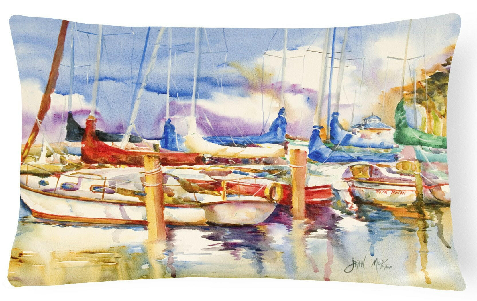 End Stall Sailboats Decorative Throw Pillow 12x16 Indoor Outdoor Accent Cushion, Fabric Cover with Insert for Sofa, Bed, Porch & Living Room