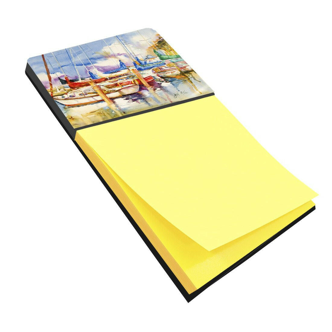 End Stall Sailboats Watercolor Sticky Note Holder Refillable Dispenser Desk Accessory 3x3 Pad Gift