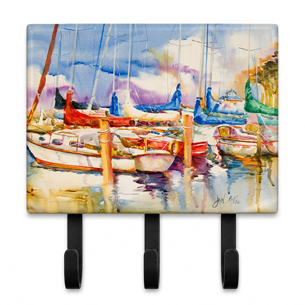 End Stall Sailboats Leash or Key Holder Wall Hooks, Coat Rack Wall Mount, for Hanging Keys, Towels, Aprons, Leashes