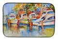 Deep Sea Fishing Boats at the Dock Dish Drying Mat Absorbent Dish Drying Mat Pad for Kitchen Counter Dish Drainer Mat for Countertop, 14 x 21", Multicolor
