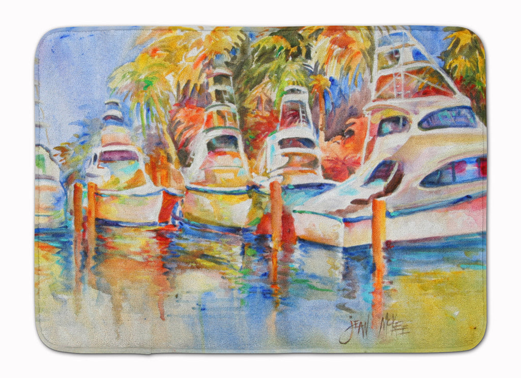 Deep Sea Fishing Boats at the Dock Memory Foam Kitchen Mat Machine Washable Anti-Fatigue Cushion Comfort Bath or Kitchen Rug