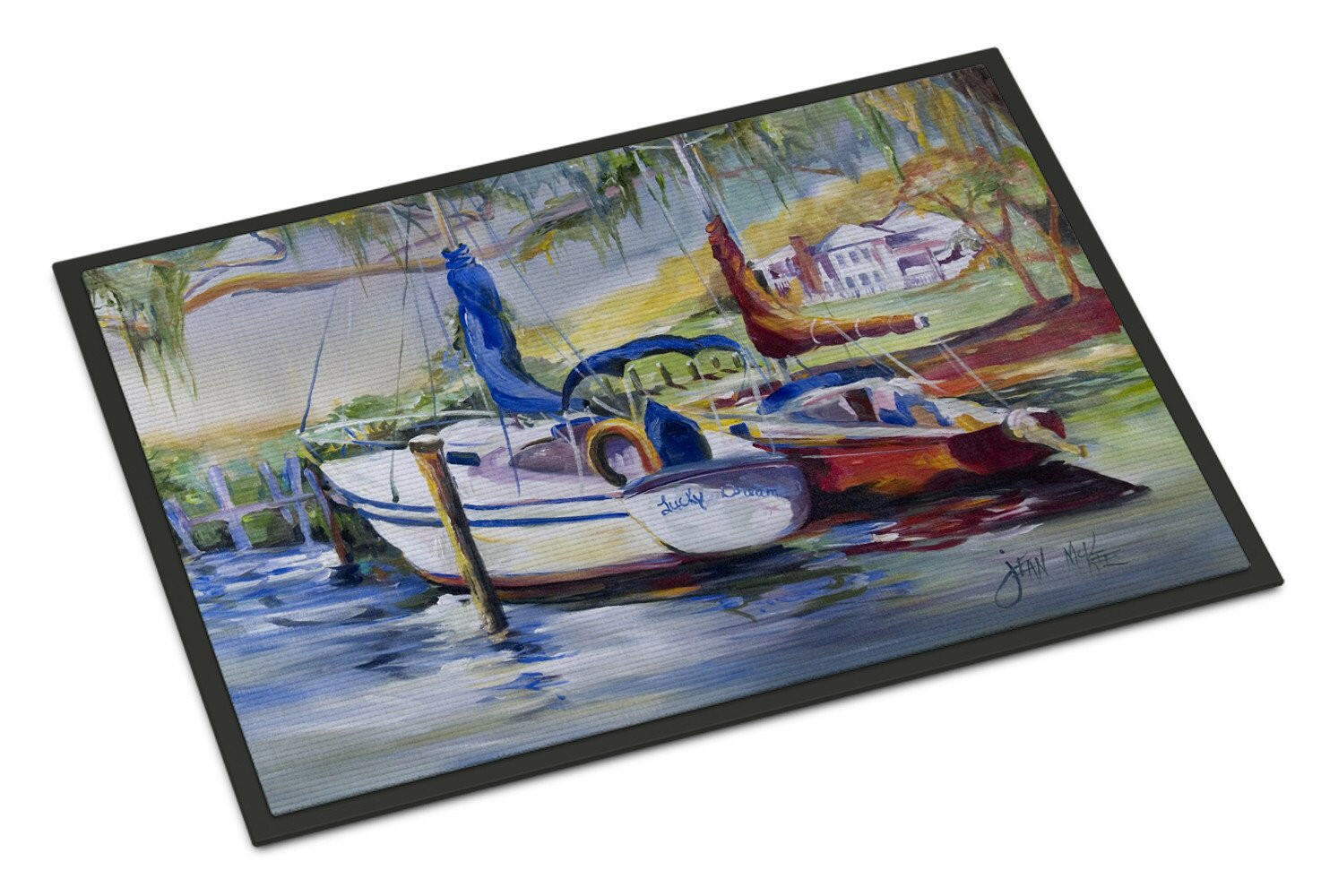 Lucky Dream Sailboat Doormat Indoor Outdoor 18H X 27W Front Door Mat Rugs for Entryway, Non Slip Washable