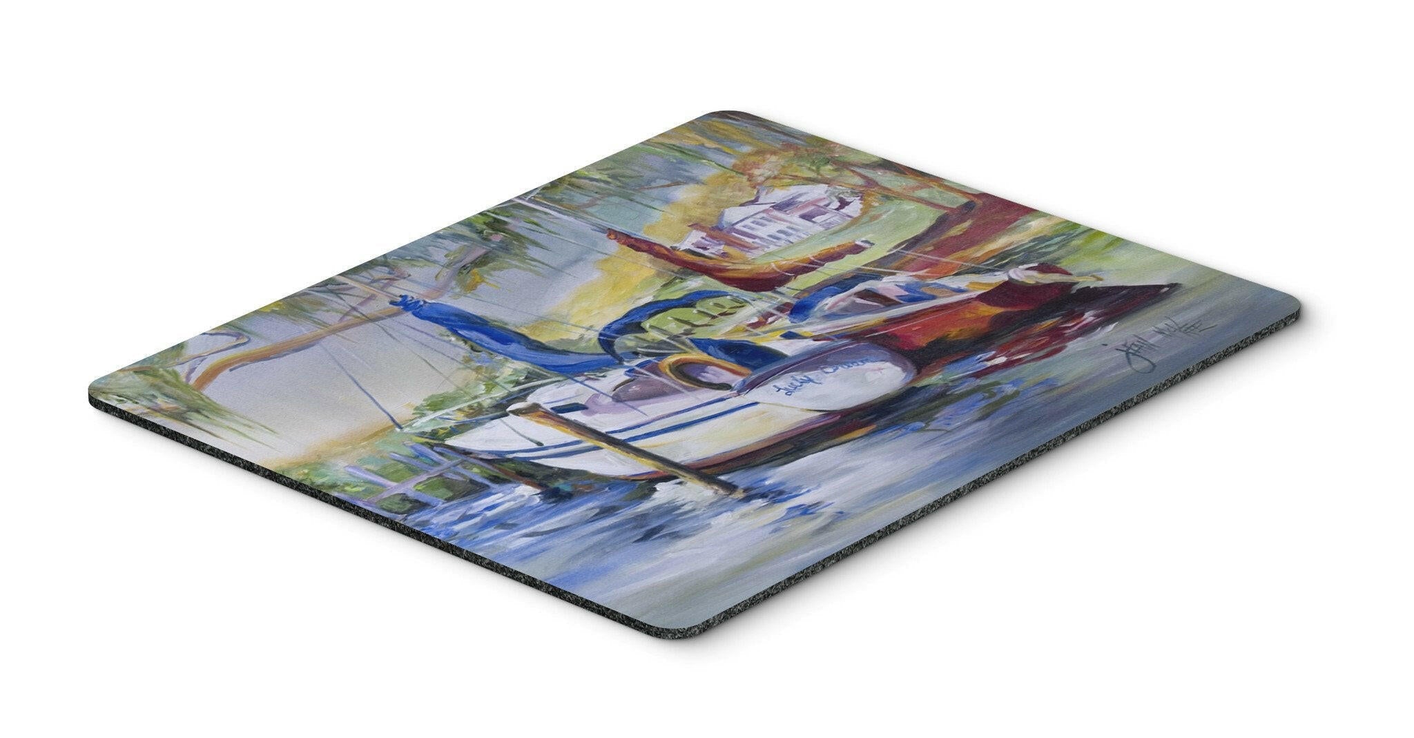 Lucky Dream Sailboat Mouse Pad, Heat Resistant Trivet Hot Pad , Non Slip Rubber Desk Mat, Kitchen Counter Protector, Home Office Decor Gift