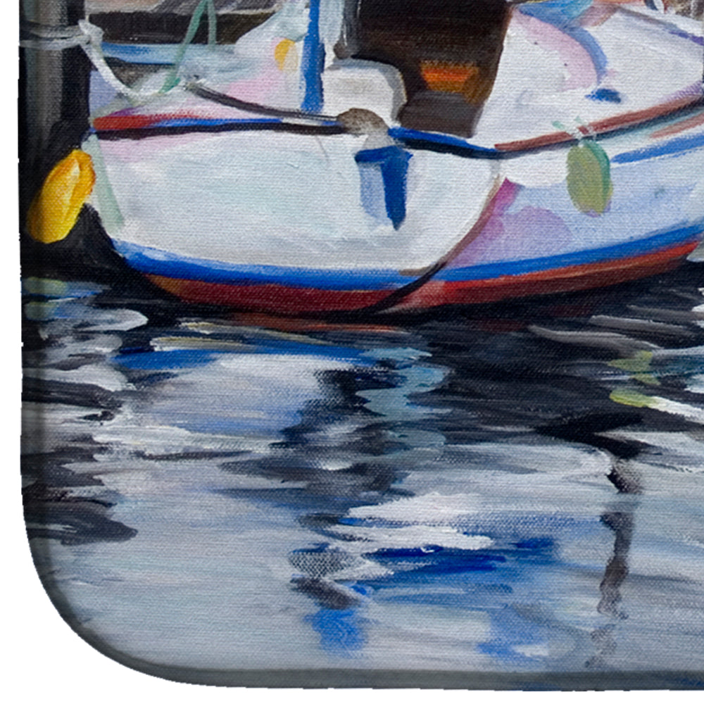Sailboats Dish Drying Mat Absorbent Dish Drying Mat Pad for Kitchen Counter Dish Drainer Mat for Countertop, 14 x 21", Multicolor
