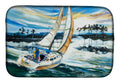 Sailboats on Lake Martin Dish Drying Mat Absorbent Dish Drying Mat Pad for Kitchen Counter Dish Drainer Mat for Countertop, 14 x 21", Multicolor