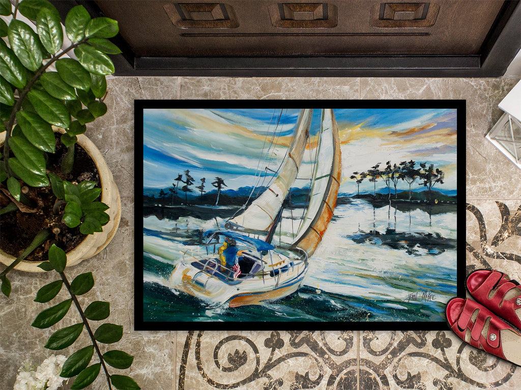 Sailboats on Lake Martin Doormat Indoor Outdoor 24H X 36W Front Door Mat Rugs for Entryway, Non Slip Washable Low Pile,