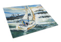 Sailboats on Lake Martin Cutting Board Tempered Glass Kitchen Cutting Surface, Heat Resistant Chopping, Non-Slip Feet, Food Prep & Serving