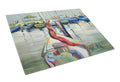 LaSalle Sailboats Cutting Board Tempered Glass Kitchen Cutting Surface, Heat Resistant Chopping, Non-Slip Feet, Food Prep & Serving