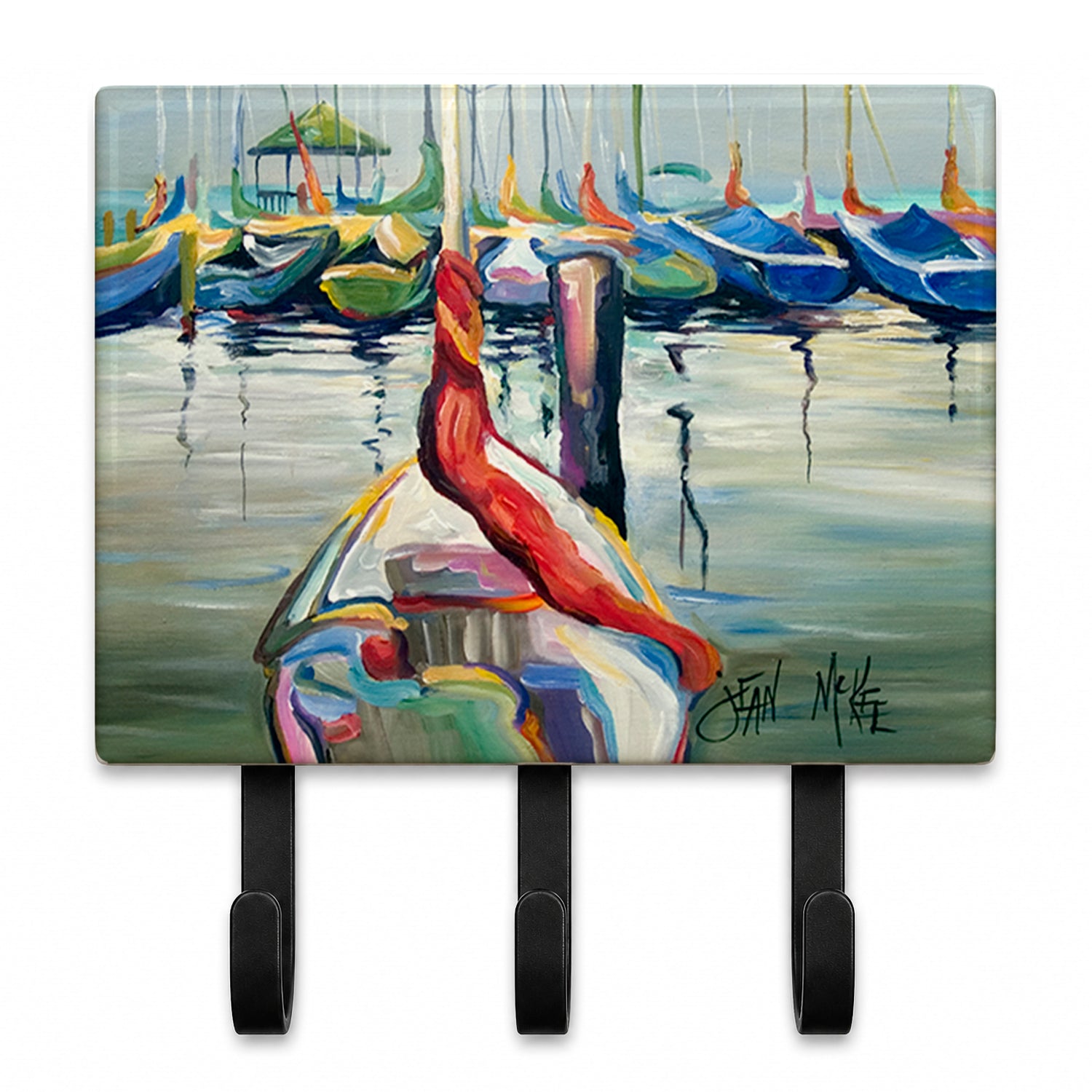 LaSalle Sailboats Leash or Key Holder Wall Hooks, Coat Rack Wall Mount, for Hanging Keys, Towels, Aprons, Leashes